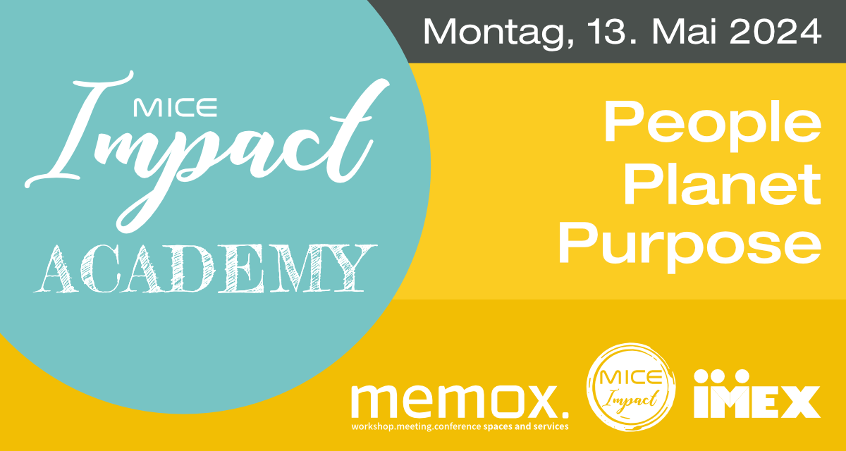 MICE Impact Academy 13. Mai 2024 - People Planet Purpose - IMEX - memox.world - Taunusanlage - Frankfurt - Logo